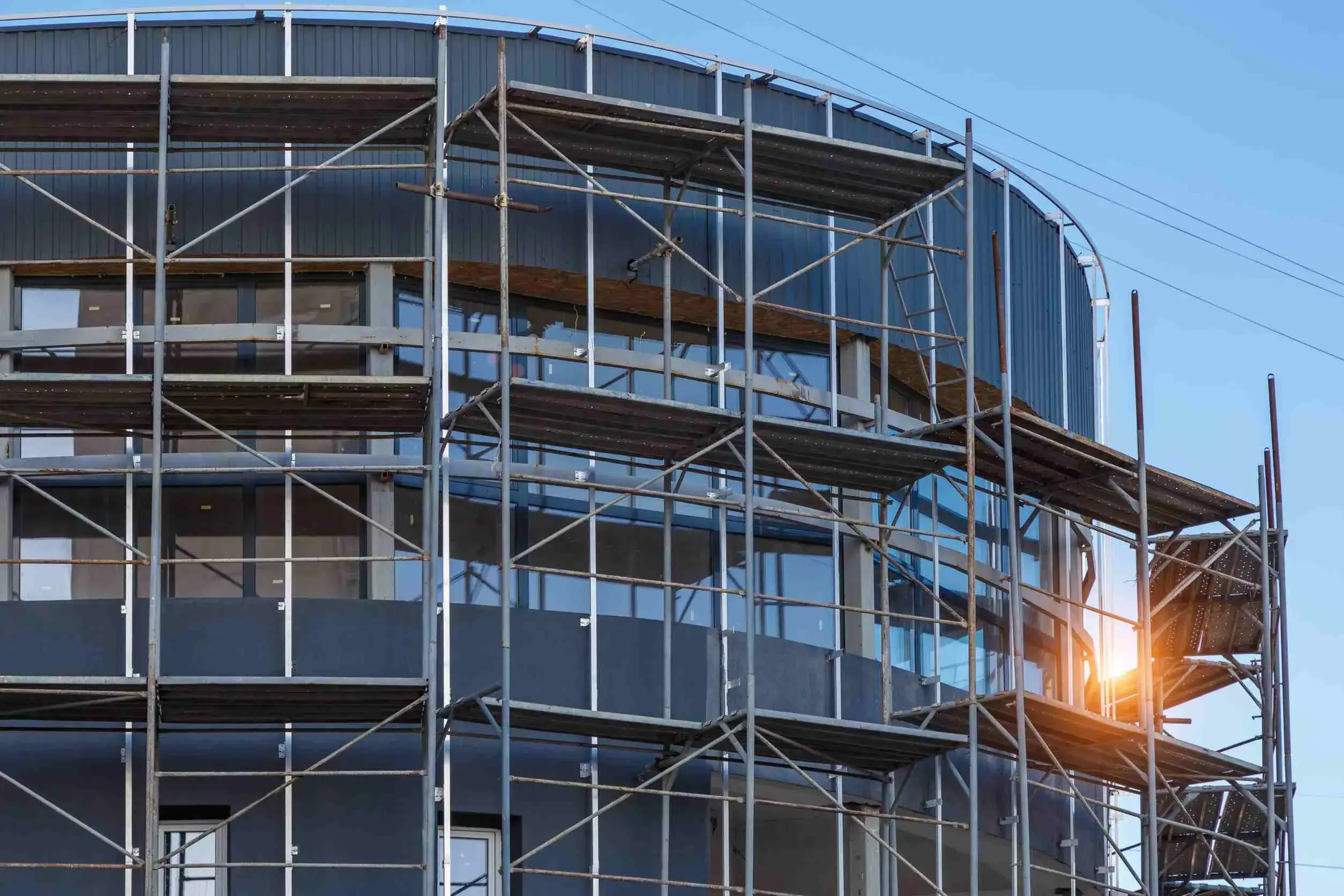 Commercial and industrial scaffolding on a multi-storey Christchurch site